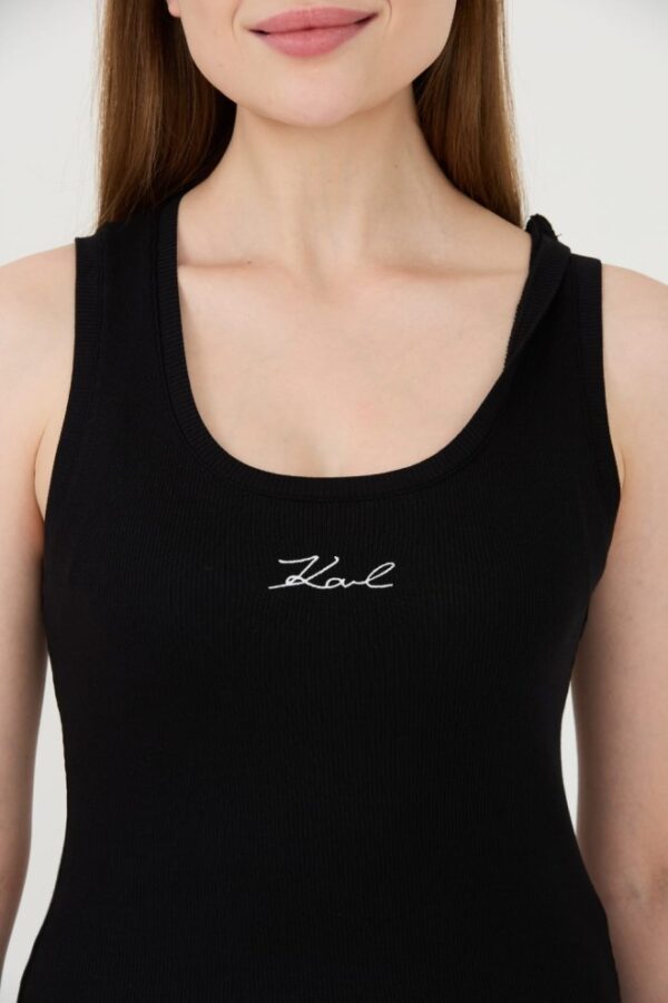 KARL LAGERFELD Czarny damski top Logo Rib Tank