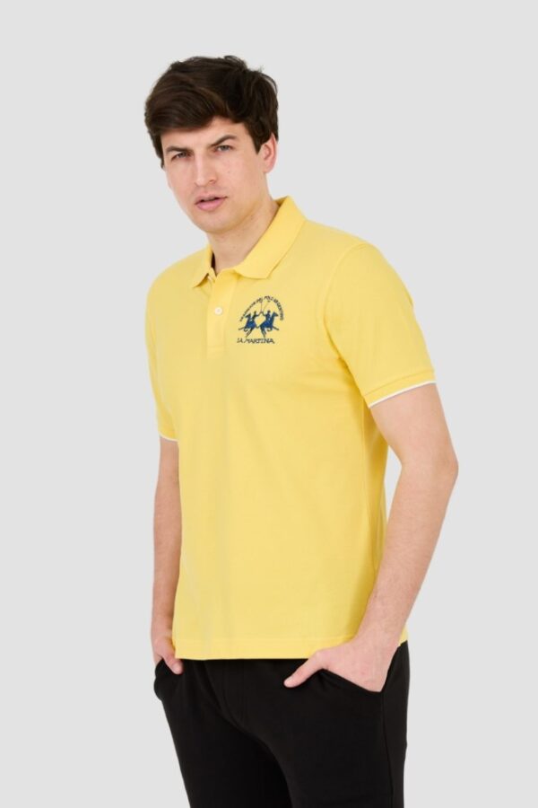 LA MARTINA Żółte męskie polo z dużym logo
