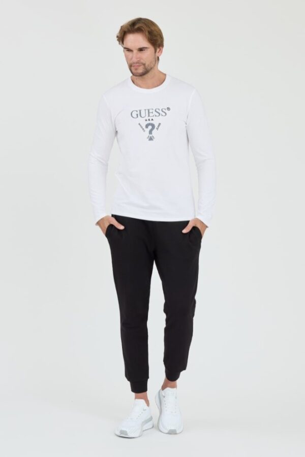 GUESS Biały męski longsleeve Ls Cn