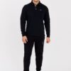 LA MARTINA Czarny męski longsleeve polo HEAVY JERSEY