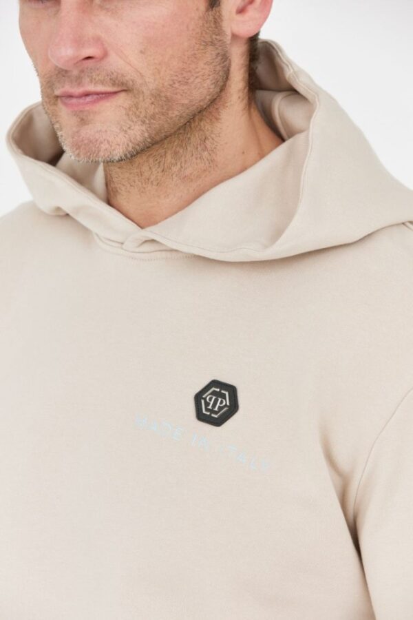 PHILIPP PLEIN Beżowa męska bluza hexagon z kapturem