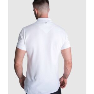 JUST CAVALLI Koszulka polo męska, biała złoto srebrne logo