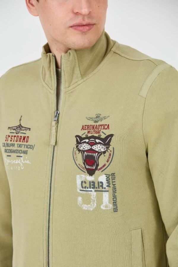AERONAUTICA MILITARE Zielona męska bluza Embroidered 51st