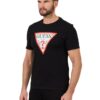 GUESS Czarny męski t-shirt bawełniany z dużym logo Clsc Tri Logo