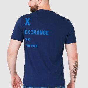 ARMANI EXCHANGE Granatowy t-shirt męski z niebieskim logo