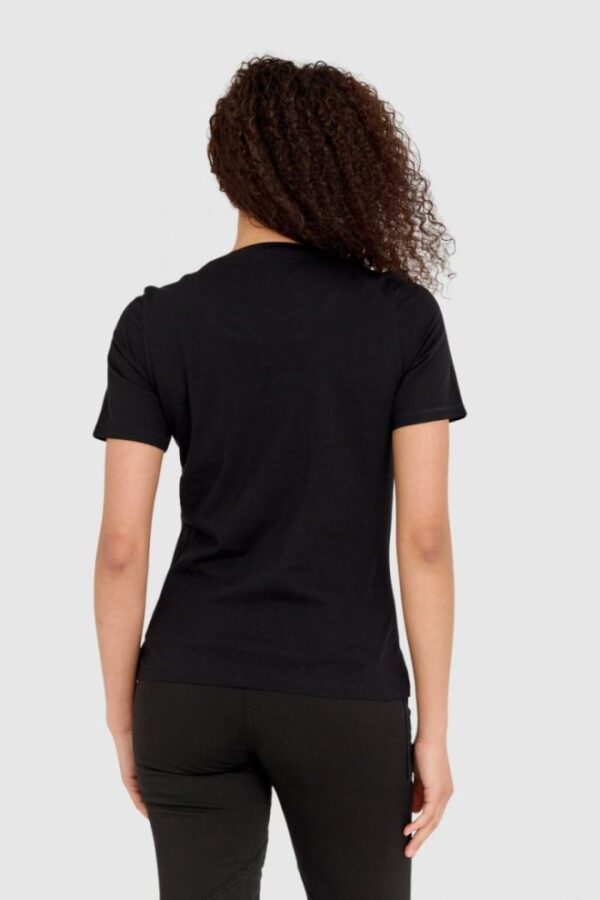 AERONAUTICA MILITARE Czarny bawełniany t-shirt damski z orłem wykonanym z dżetów