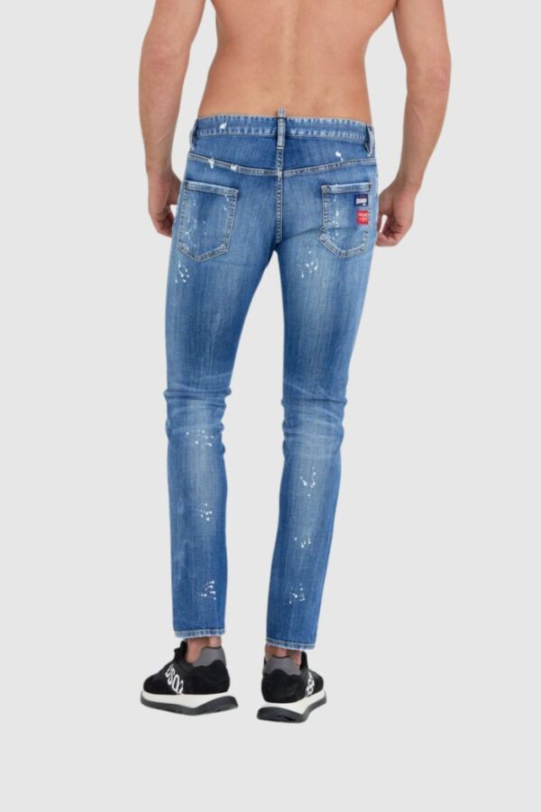 DSQUARED2 Niebieskie męskie jeansy medium bleached spots wash cool guy
