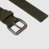 AERONAUTICA MILITARE Skórzany zielony pasek męski z wypukłymi napisami, Rozmiar 100