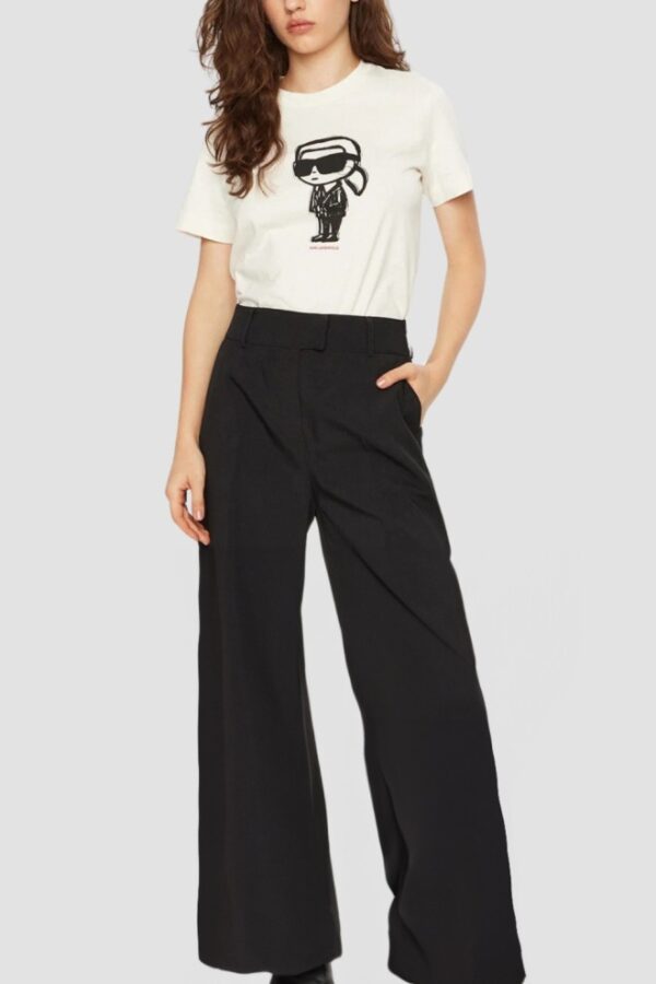 KARL LAGERFELD Beżowy damski t-shirt Ikon Sketch Karl