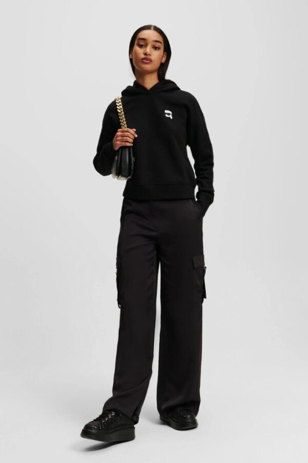 KARL LAGERFELD Czarna bluza damska z kapturem Ikonik 2.0
