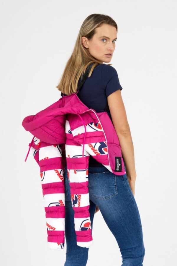 INVICTA Różowa kurtka damska w białe pasy i logo