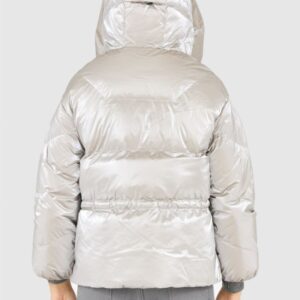 HETREGO Srebrna kurtka damska z kapturem Muriel, Rozmiar 38 EU - 42 IT