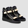 GIUSEPPE ZANOTTI Granatowe wysokie sneakersy