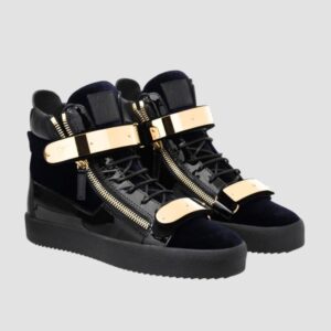 GIUSEPPE ZANOTTI Granatowe wysokie sneakersy