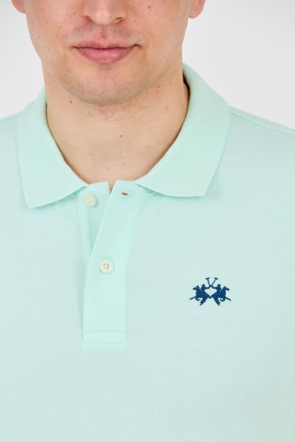 LA MARTINA Miętowe męskie polo z małym logo