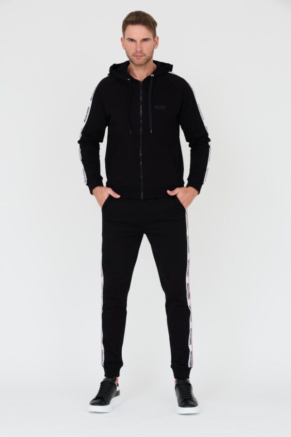 MOSCHINO Czarne męskie spodnie dresowe z lampasami