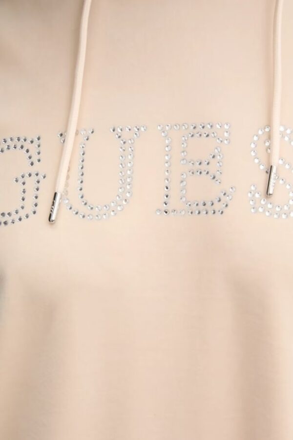 GUESS Beżowa damska długa welurowa bluza Couture
