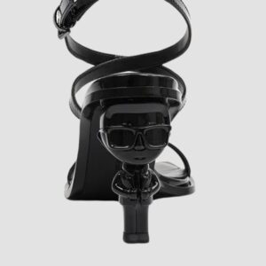 9088d7527ff57393e79cfe143927ce267ddcde79 KARL LAGERFELD Czarne damskie sandały KARL NFT HEEL