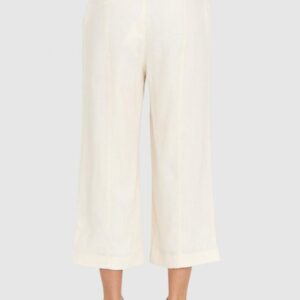 GUESS Kremowe lniane spodnie damskie