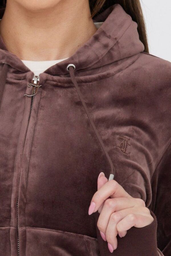 JUICY COUTURE Brązowa bluza damska rozpinana z weluru