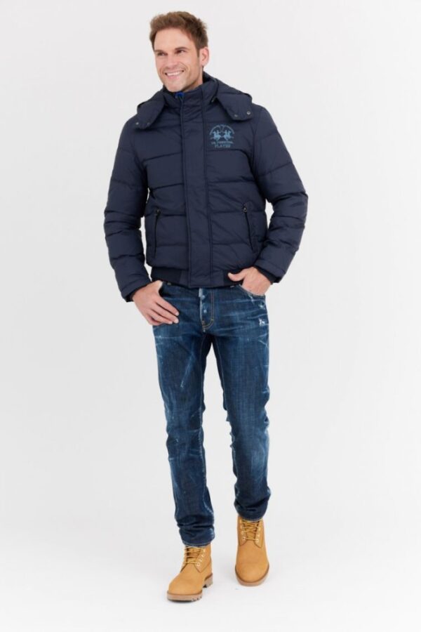 LA MARTINA Granatowa męska kurtka puchowa z odpinanym kapturem