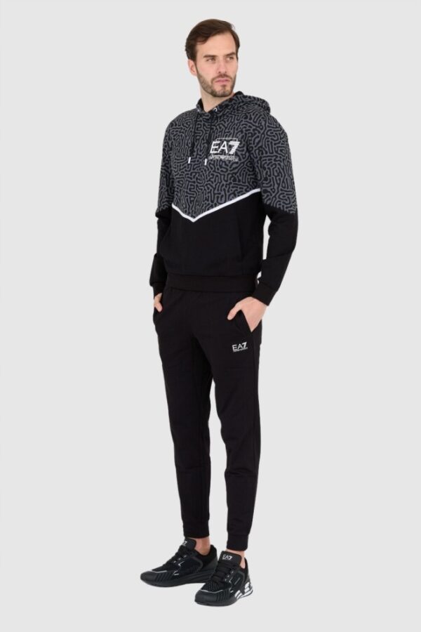 EA7 Męska czarno-szara bluza z kapturem w moro
