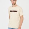 BALMAIN Beżowy męski t-shirt Retro Balmain Flock