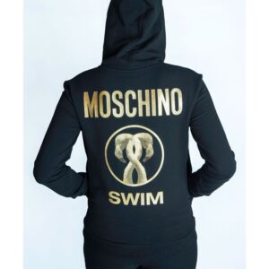MOSCHINO SWIM Bluza damska rozpinana z kapturem czarna