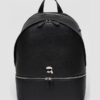 KARL LAGERFELD Czarny męski plecak skórzany Ikon Grainy