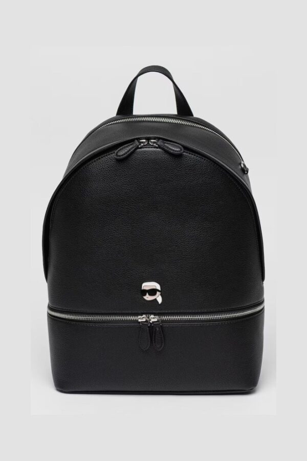 KARL LAGERFELD Czarny męski plecak skórzany Ikon Grainy