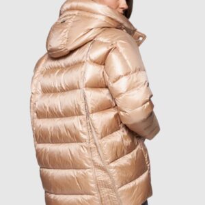 91c3ab65cefafd683ef32c4990bfc576ecc20d68 DIEGO M Beżowa damska kurtka puchowa z kapturem, Rozmiar 36 EU - 40 IT