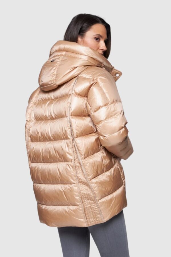 91c3ab65cefafd683ef32c4990bfc576ecc20d68 DIEGO M Beżowa damska kurtka puchowa z kapturem, Rozmiar 36 EU - 40 IT