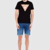 GUESS Czarny bawełniany męski T-shirt slim fit