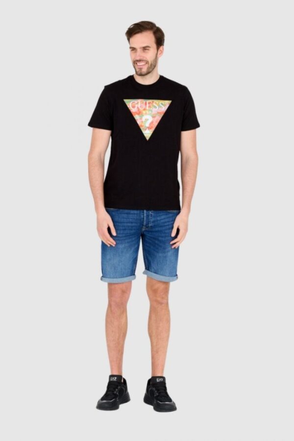GUESS Czarny bawełniany męski T-shirt slim fit