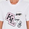 KARL LAGERFELD Biały damski t-shirt Ikonik Varsity Tee