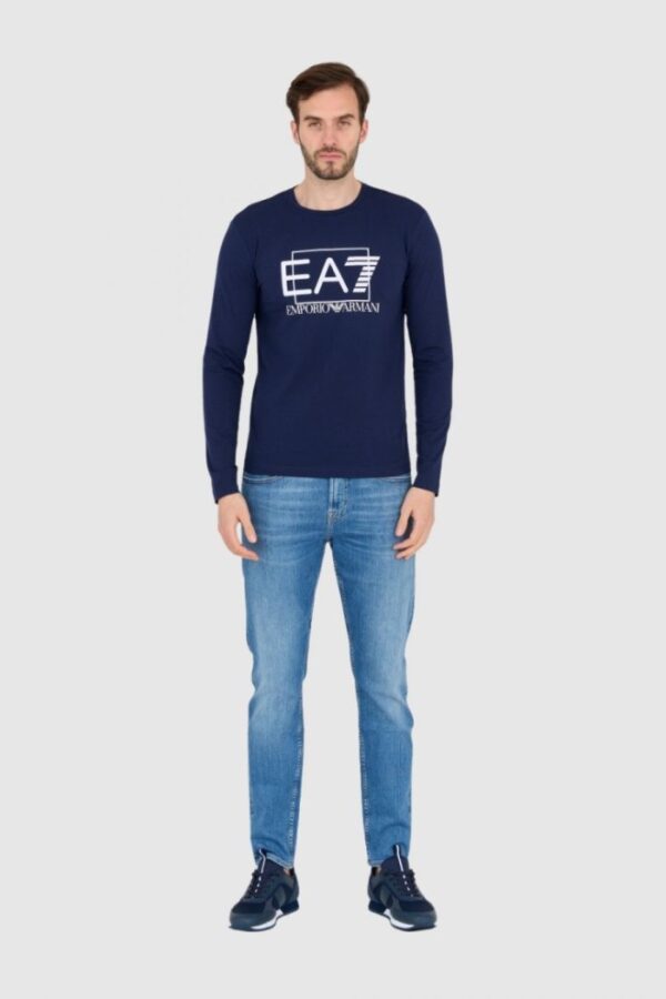 EA7 Granatowy męski bawełniany longsleeve