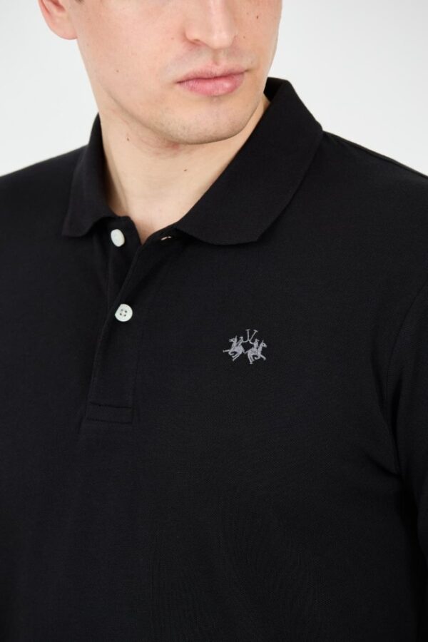 LA MARTINA Czarne męskie polo z małym logo