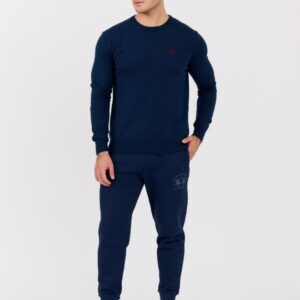 LA MARTINA Granatowy męski sweter BASIC COTTON WOOL