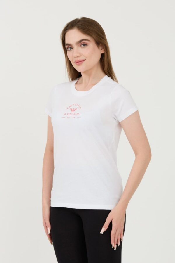 EMPORIO ARMANI Biały damski t-shirt Uni Logo Printe