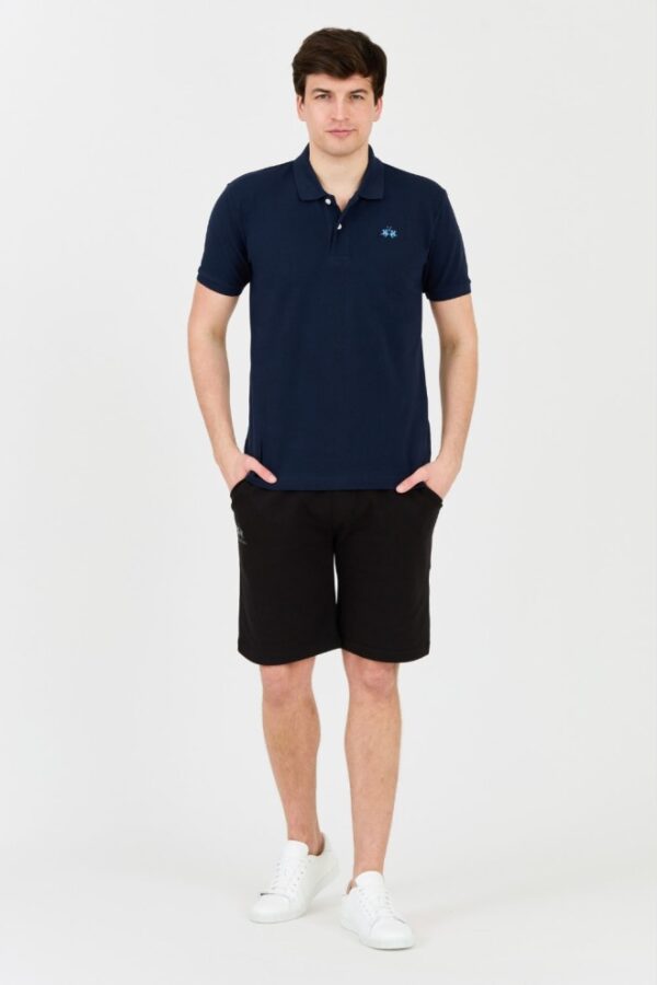 LA MARTINA Granatowe męskie polo z małym logo