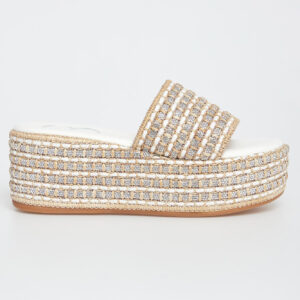 Klapki damskie skórzane na koturnach CESARE CASADEI