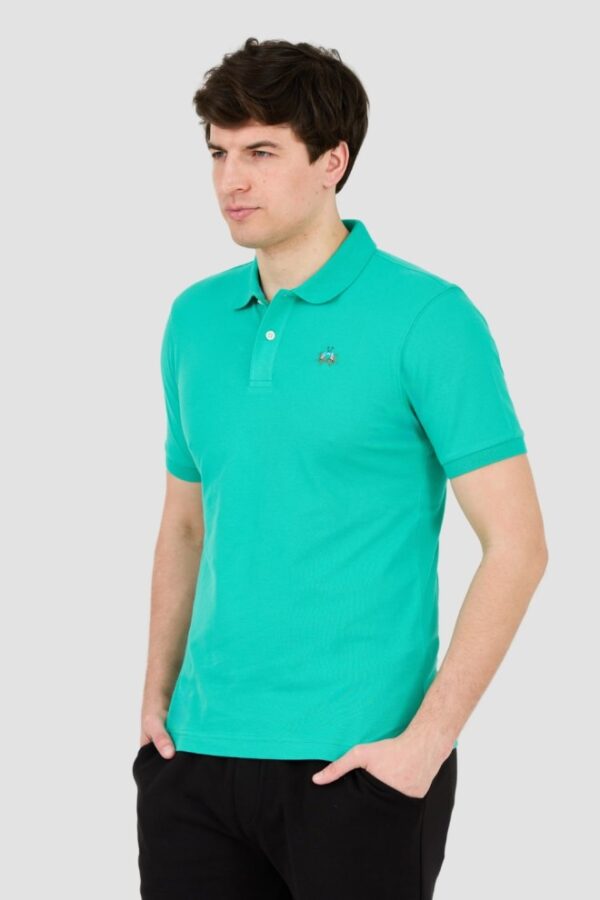 LA MARTINA Szmaragdowe męskie polo z małym logo