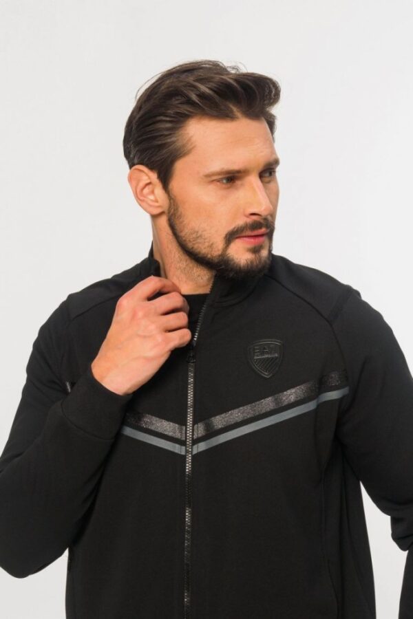 9635d3667935f7122c3031eb6d7dc66d400a8d03 EA7 Czarna bluza rozpinana męska z brokatowym logo