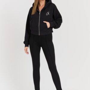 CALVIN KLEIN Czarna damska rozpinana bluza z kapturem