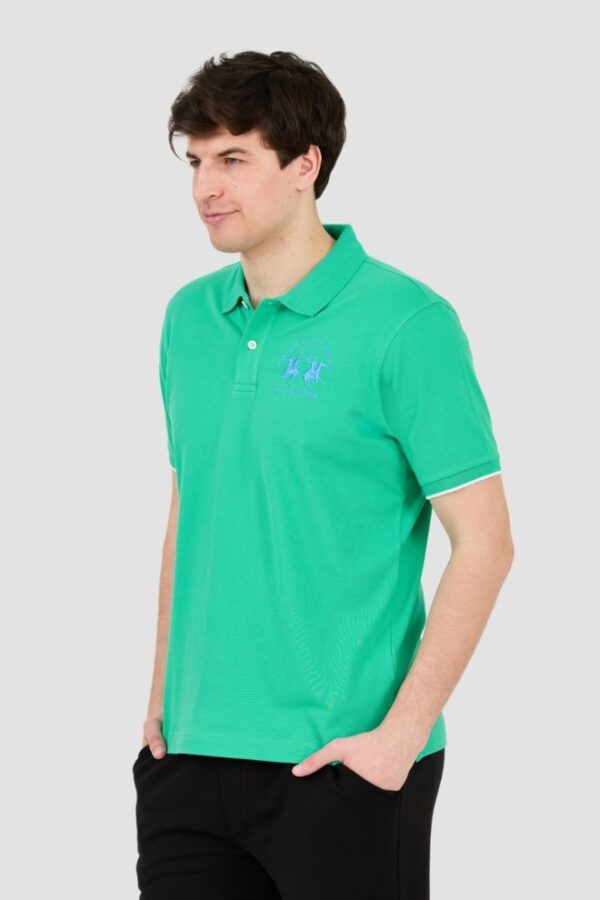 LA MARTINA Zielone męskie polo z dużym logo