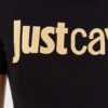 JUST CAVALLI Czarny damski t-shirt Logo Gold