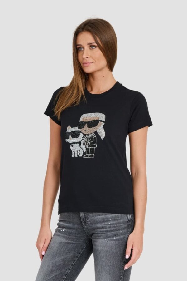 KARL LAGERFELD Czarny damski t-shirt Ikonik 2.0