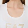 EA7 Biały damski t-shirt z cyrkoniami