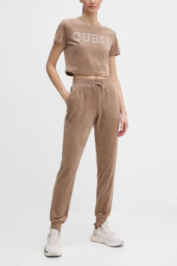 GUESS Brązowe damskie spodnie welurowe Couture