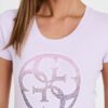GUESS Lawendowy damski t-shirt 4G LOGO TEE